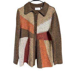 Alfred Dunner Large Colorful Patchwork Cardigan